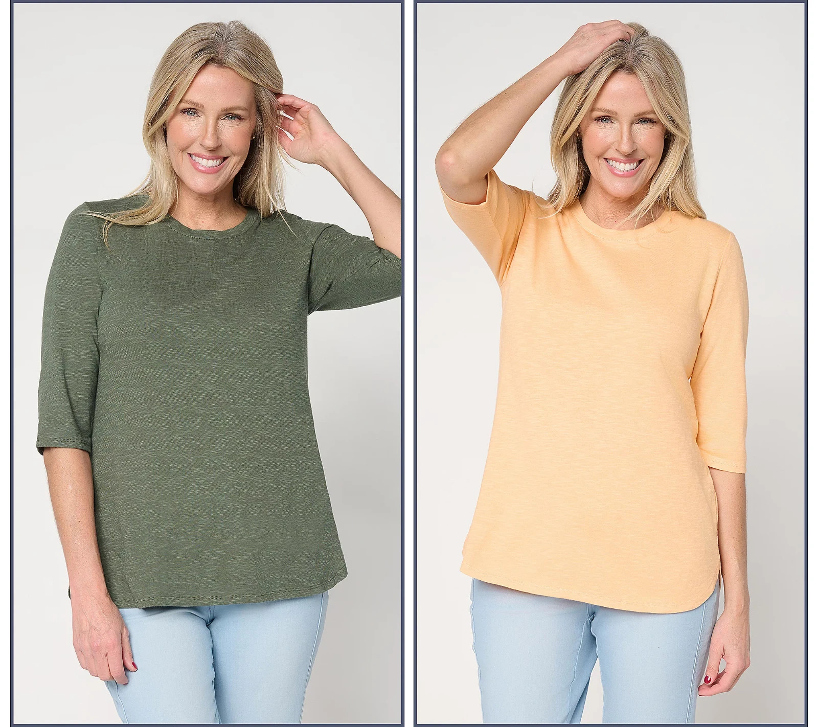Denim & Co. Essentials Linen Blend 2-Pack Ballet Sleeve Tops NWT A718483
