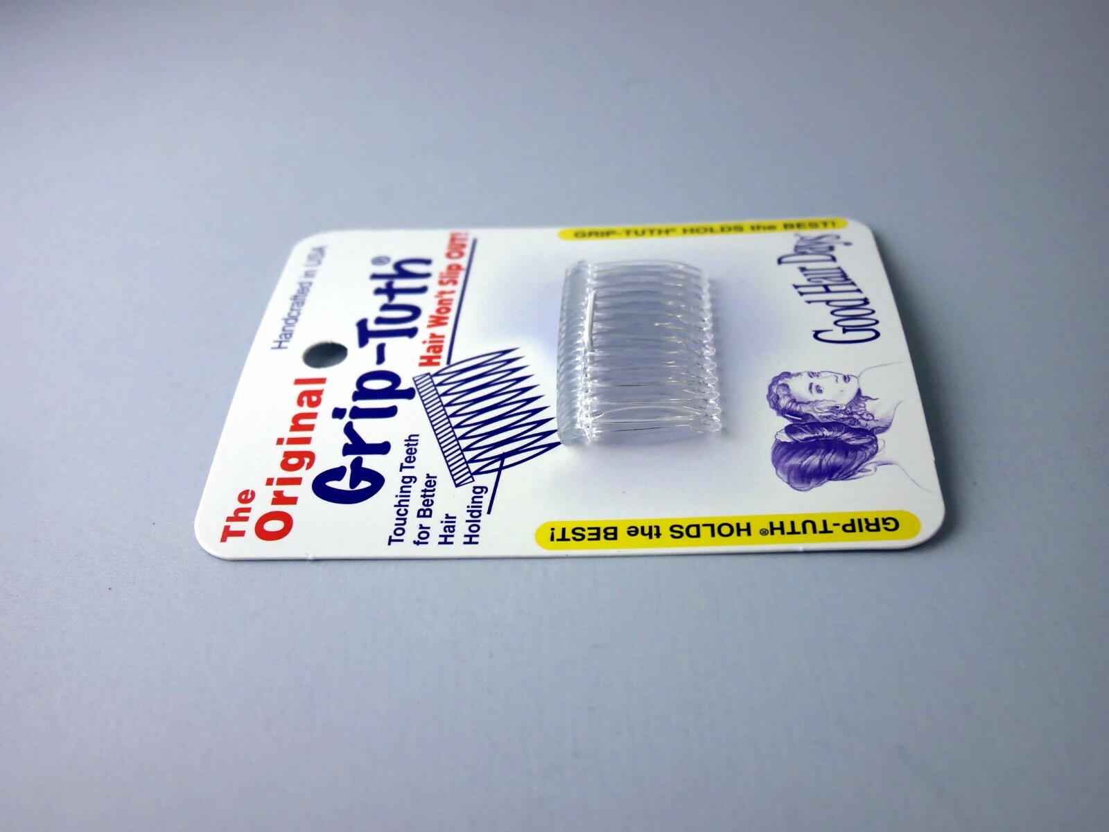 4 Combs x Good Hair Days Grip-Tuth® 1 3/4″ Clear Shorty Combs Made in USA 40162
