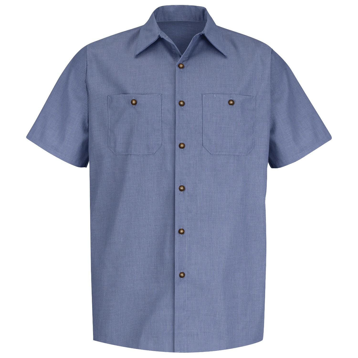 Red Kap Work Shirt Poplin Geometric Microcheck 2 Pocket Men’s Industrial Uniform