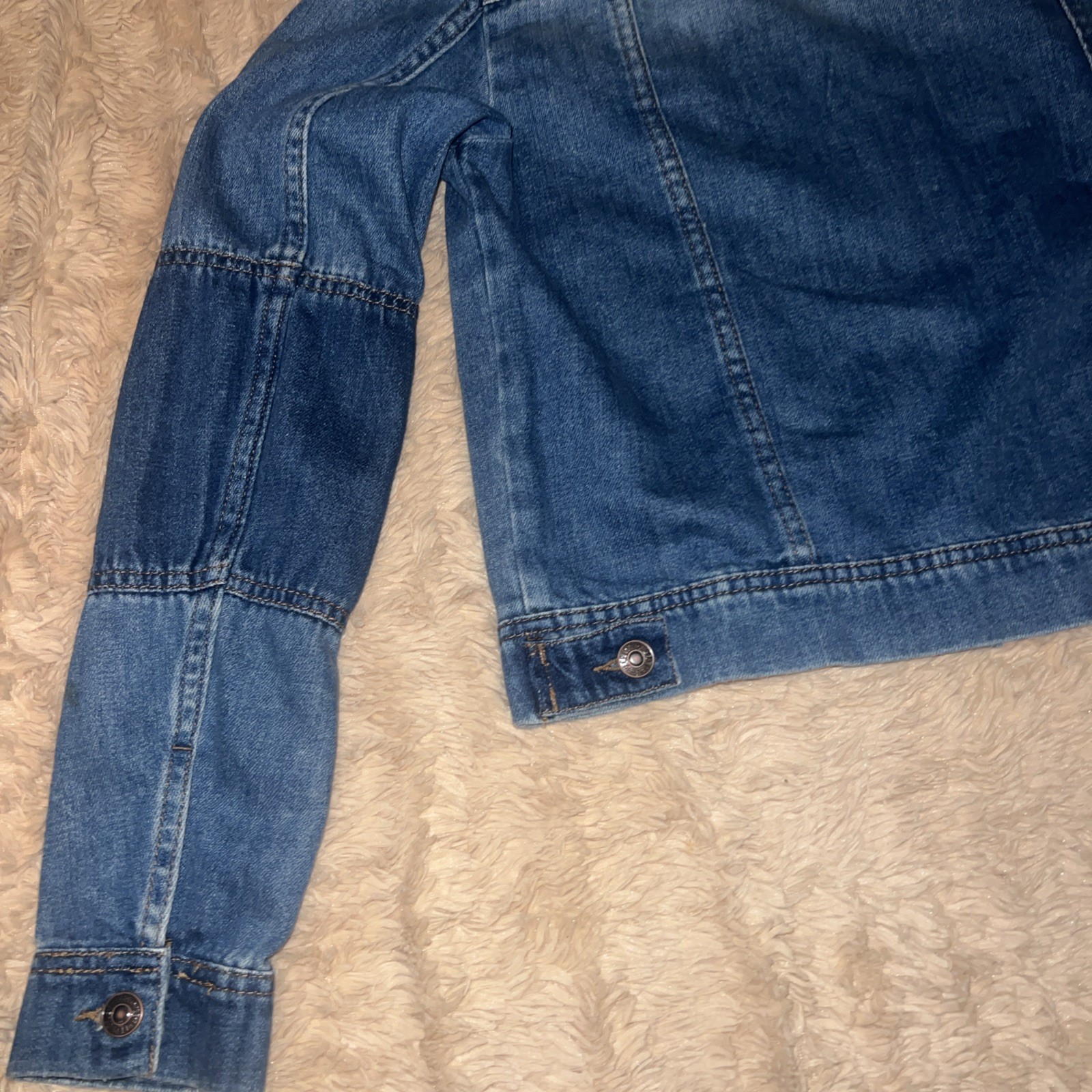 Free People Denim Jacket Womens Small Blue Button Front Cropped Jean