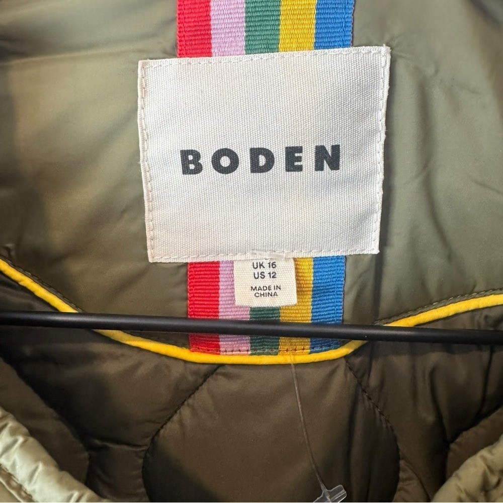 Boden Derby Quilted Liner Jacket Relaxed Fit Olive Green 12