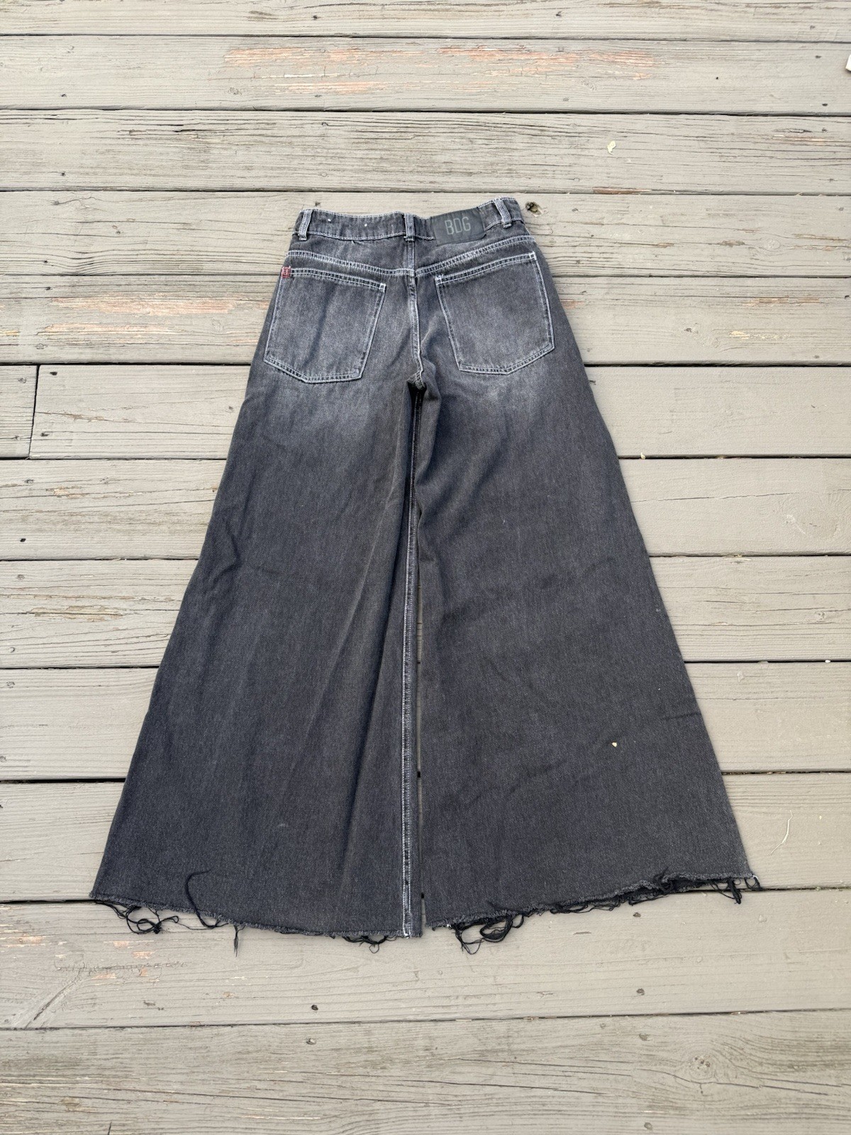 BDG Women’s Wide-Leg Denim Jeans Black Charcoal Wash Cotton 5-Pocket Button