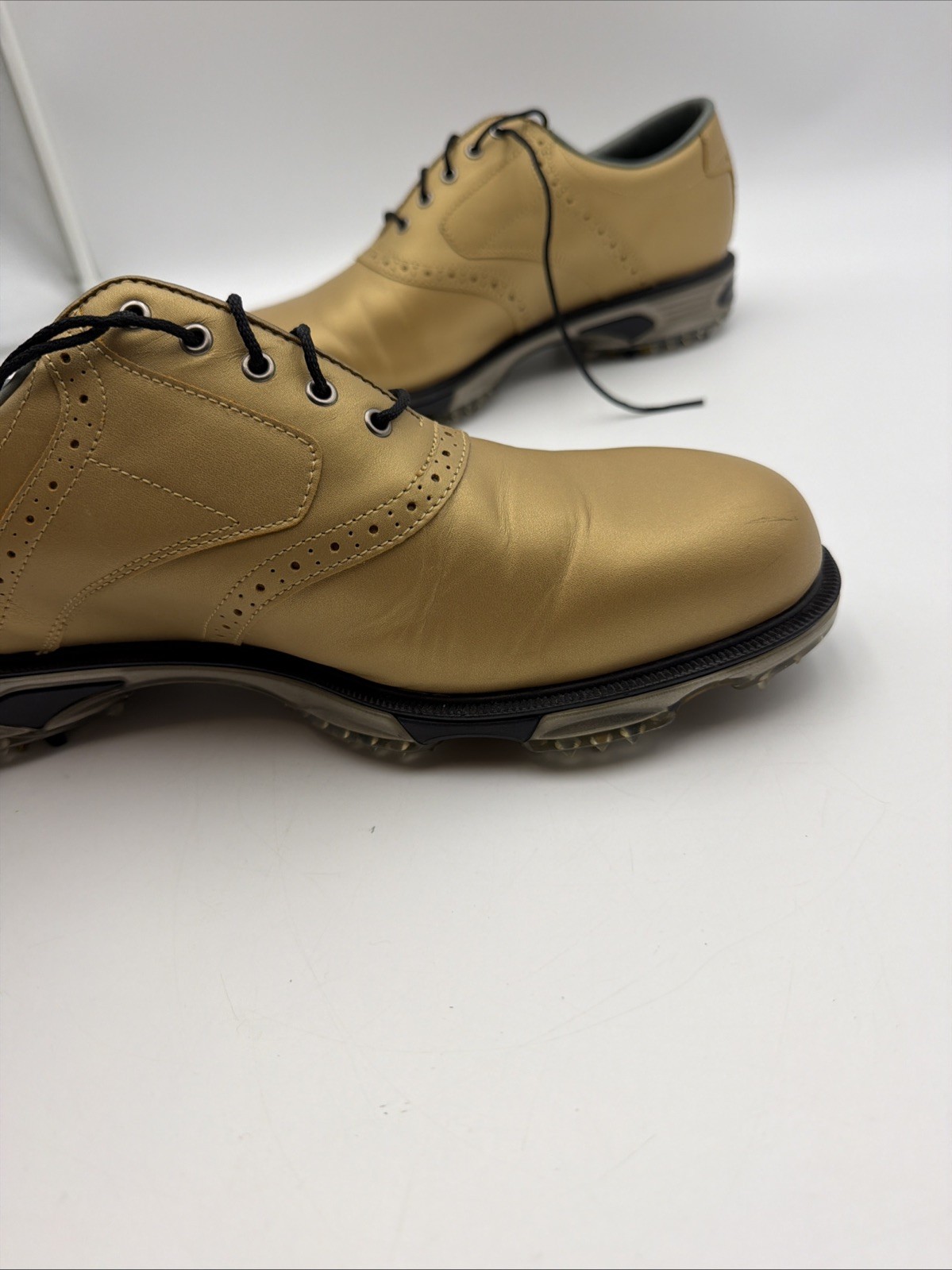 Foot-Joy DryJoys Mens Gold Purdue Shoes, Soft Spikes, Size 12