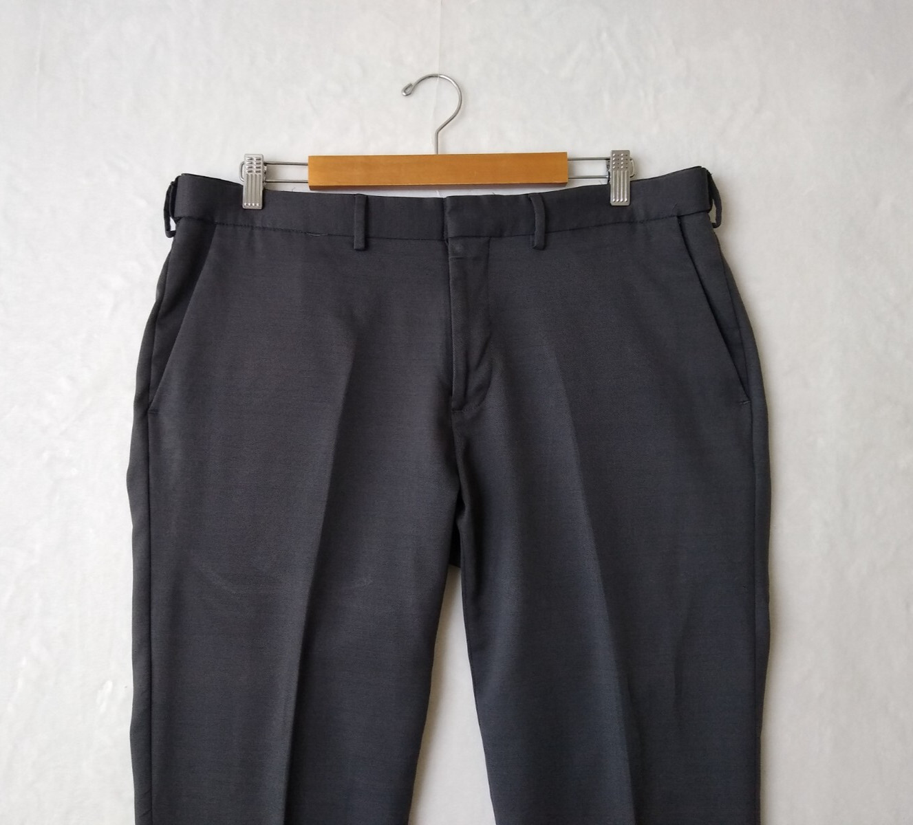 Haggar Dress Pants Mens 36×30 Gray Straight Fit All Day Comfort Expandable-Waist
