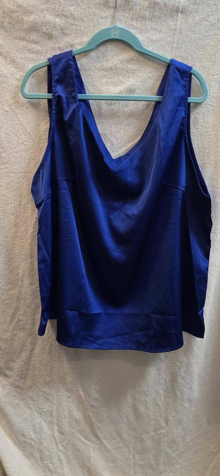 Women’s Royal Blue Satin Sleeveless V-Neck Top 5XL [COPY]