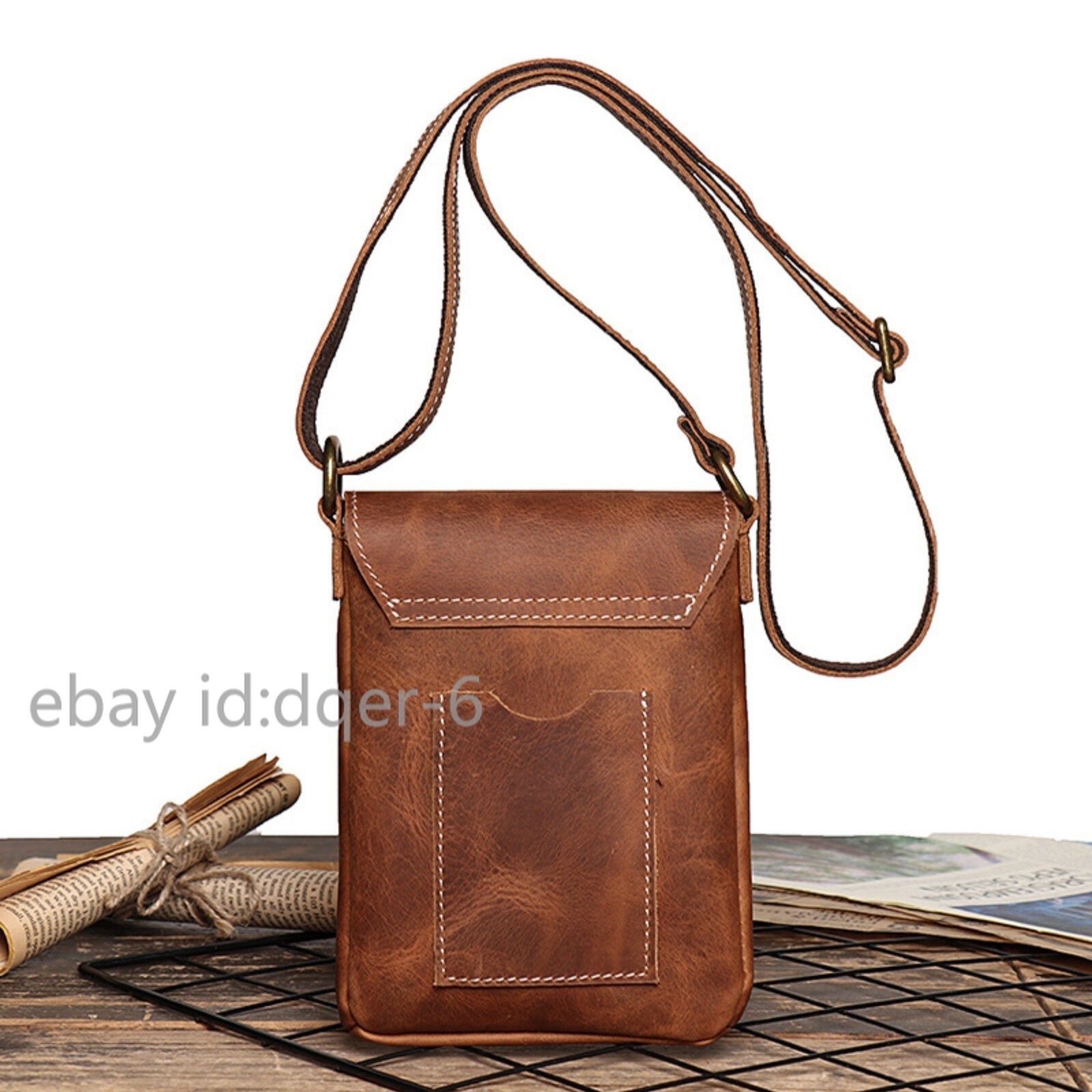 Mens Leather Shoulder Bag Small Crossbody Pouch Vintage Phone Wallet Carrier