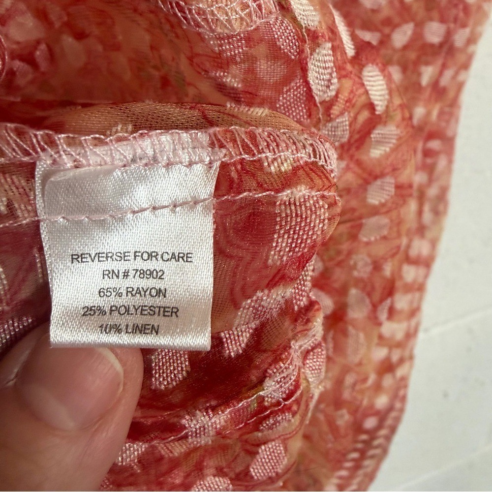 Bamboo Traders Jacket Orange Linen Blend Sheer Floral Geometric Artsy Unique M
