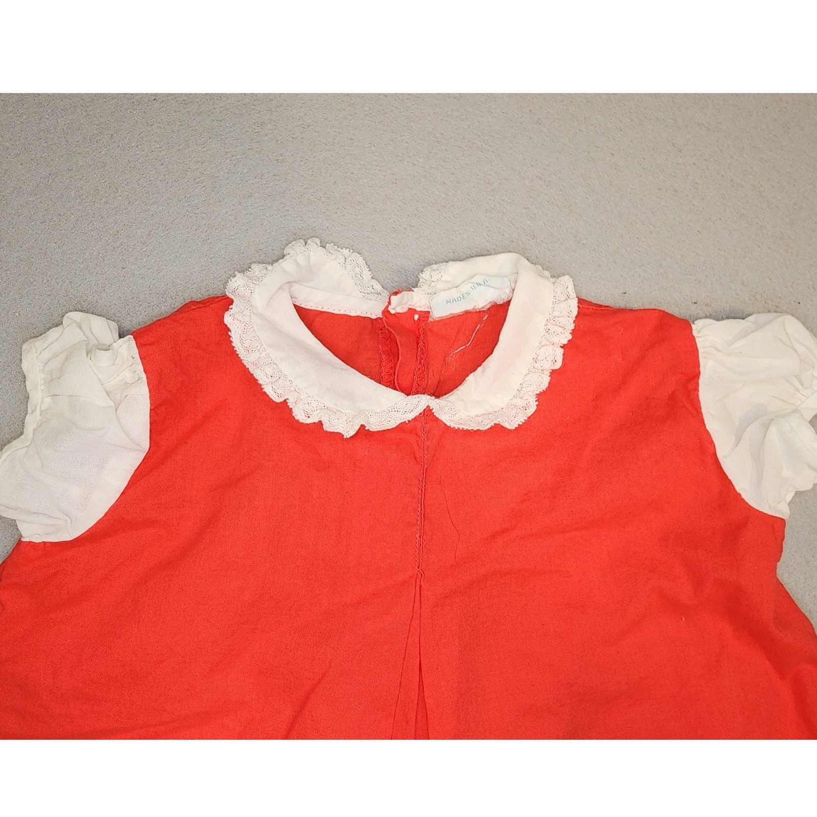 Nannette Vintage Dress Set Baby Red Excellent Floral Lace Peter Pan Collar