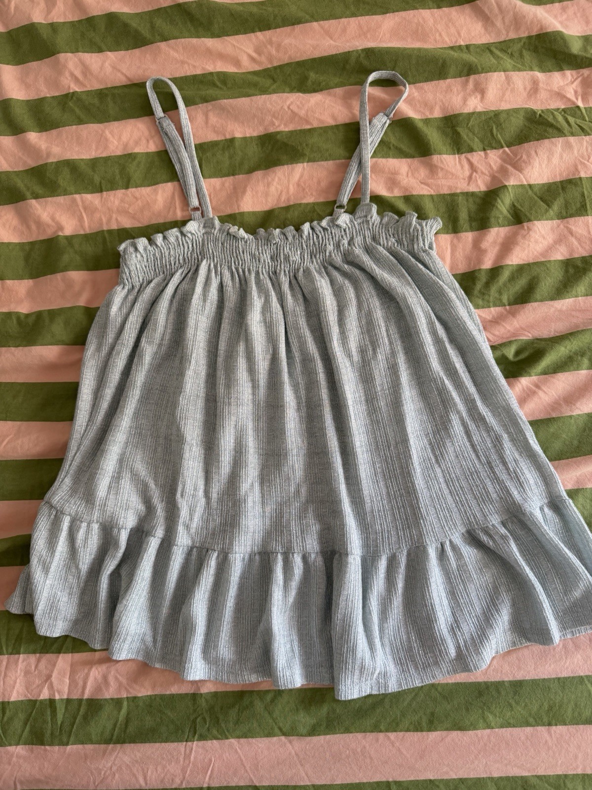 Amadi Blue Teal Shimmery Tank Flowy Boho Elastic Top Sz S Barely Worn