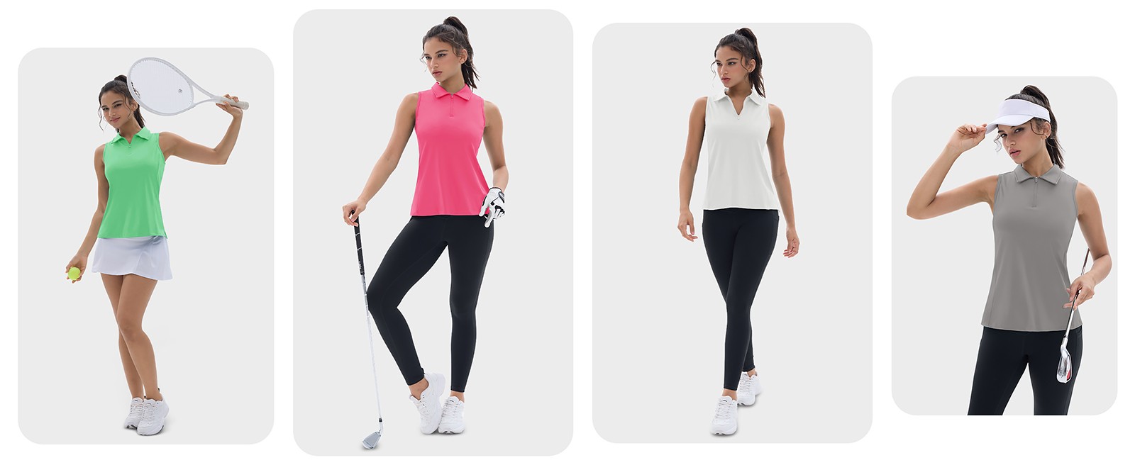 Womens Golf Shirt Sleeveless Racerback Polo Shirts UPF 50+ Quick Dry Tennis Tank