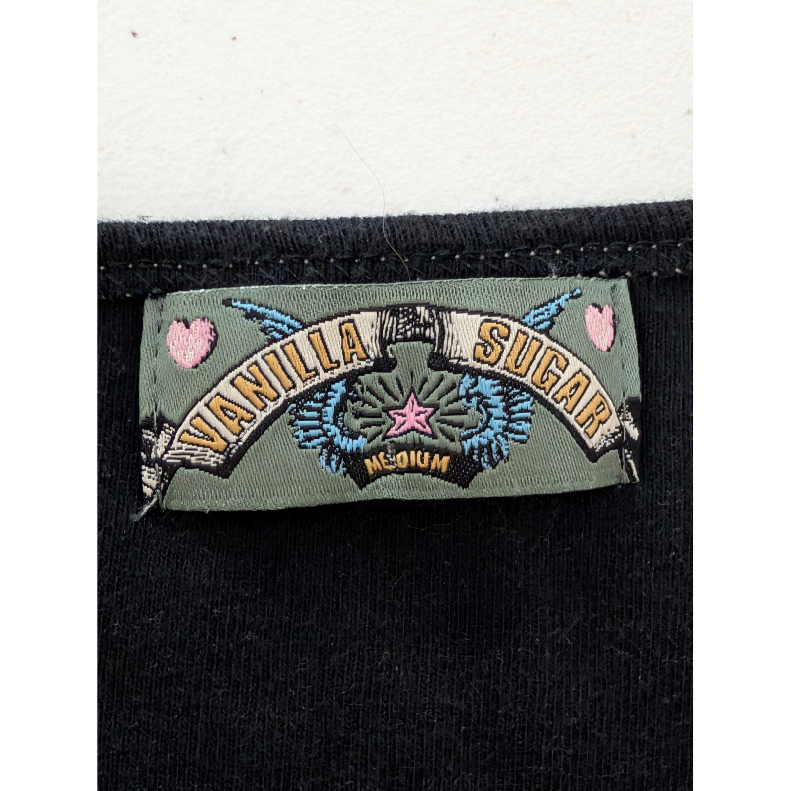 Vanilla Sugar Embellished Graphic Tee Medium Gray Black Floral Scroll Rhinestone