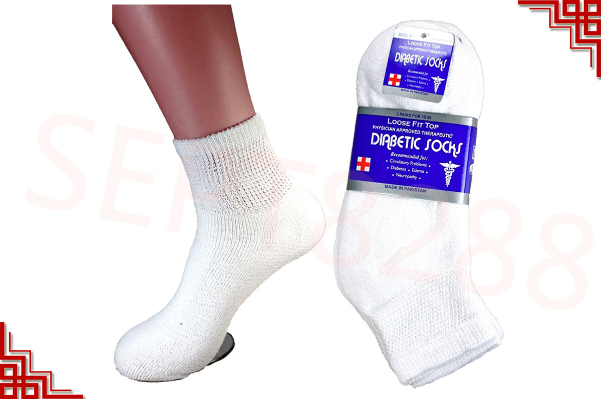 3,6,12 Pairs Diabetic Socks ANKLE QUARTER Crew Circulatory Socks Health Cotton