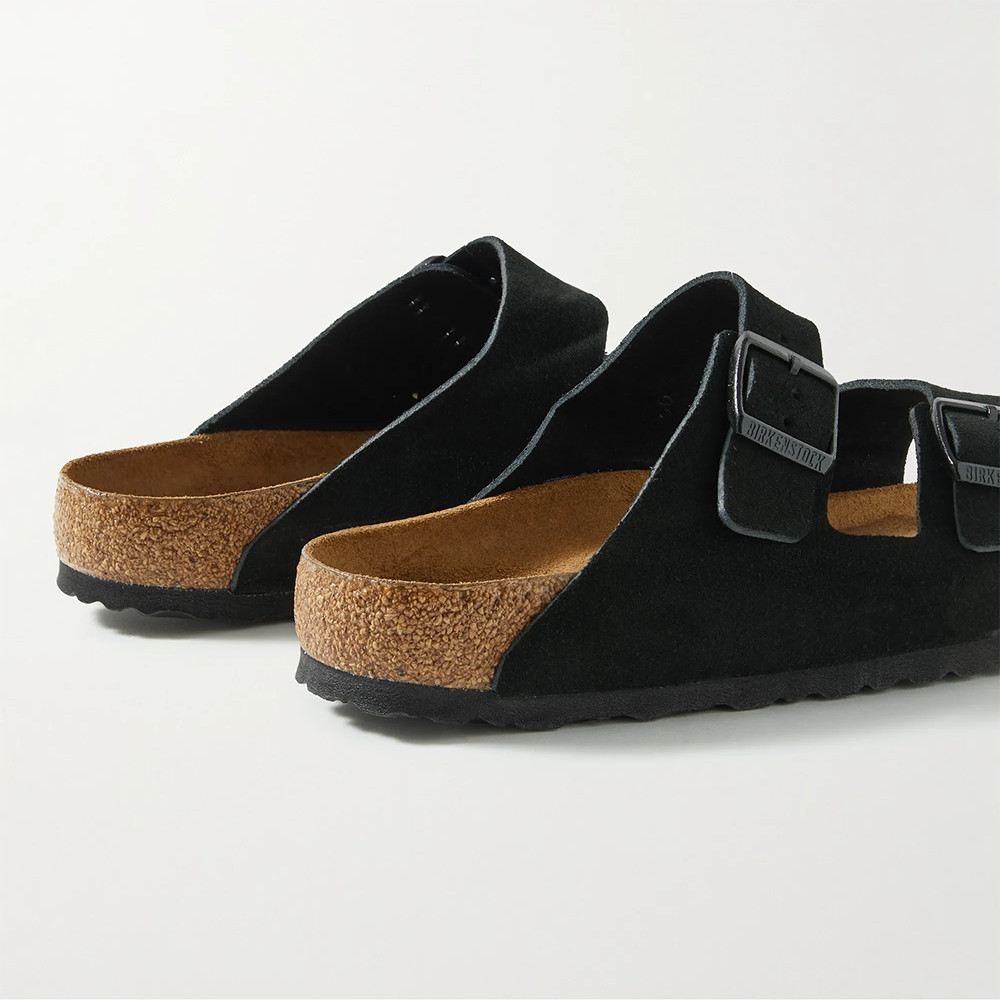Birkenstock Arizona Suede Black Soft Footbed Sandals Men’s Shoes Regular/Wide