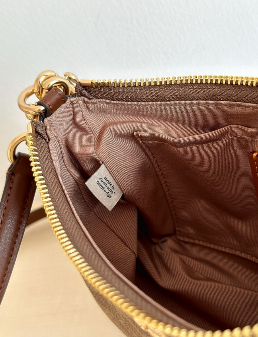 Coach Teri Shoulder Bag In Signature Canvas Gold /Brown CV933 NEW FAST FREE SHIP