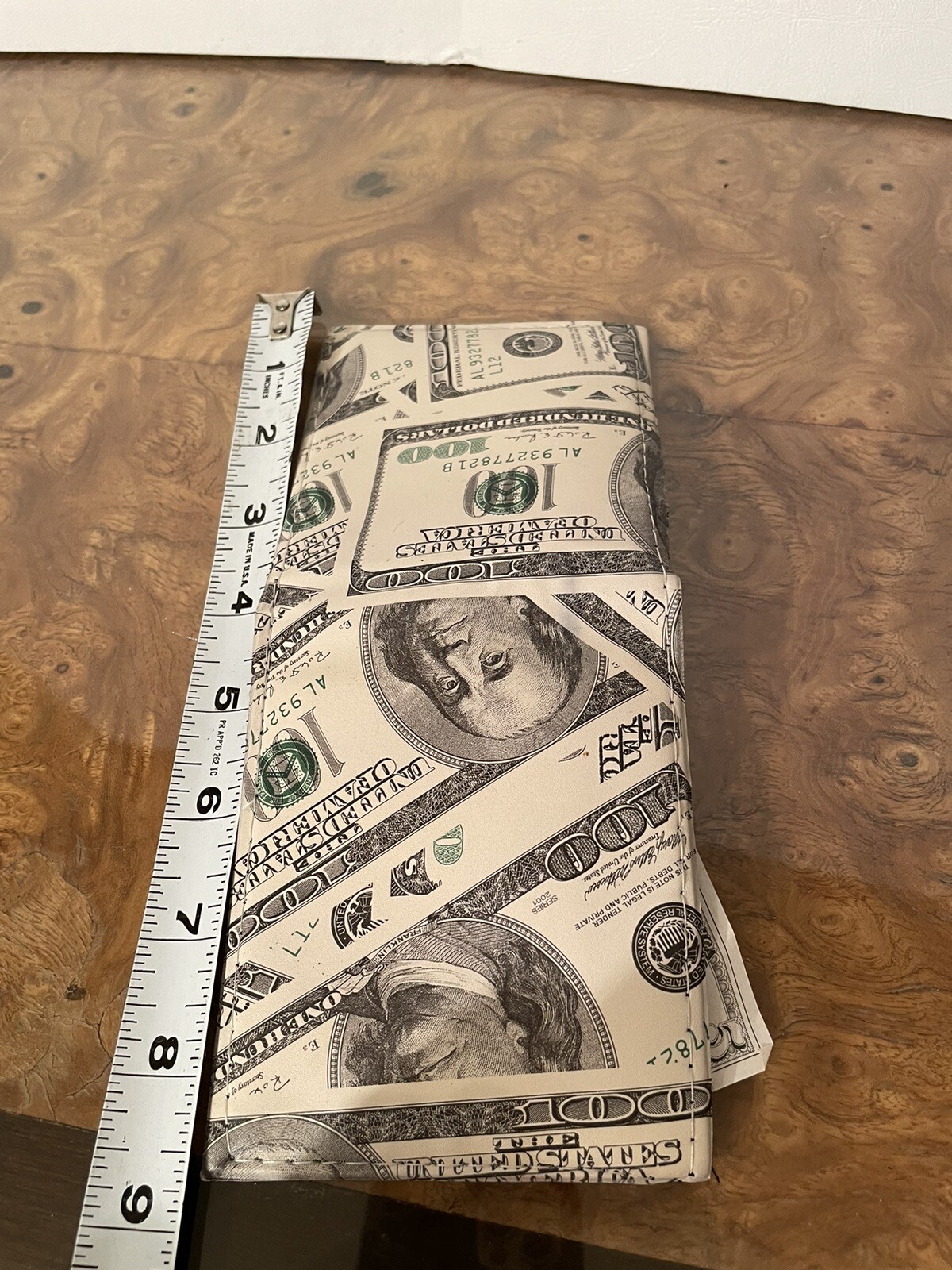 $100 Dollar Bill Novelty Wallet Printed Slim Faux Leather Supreme Bifold