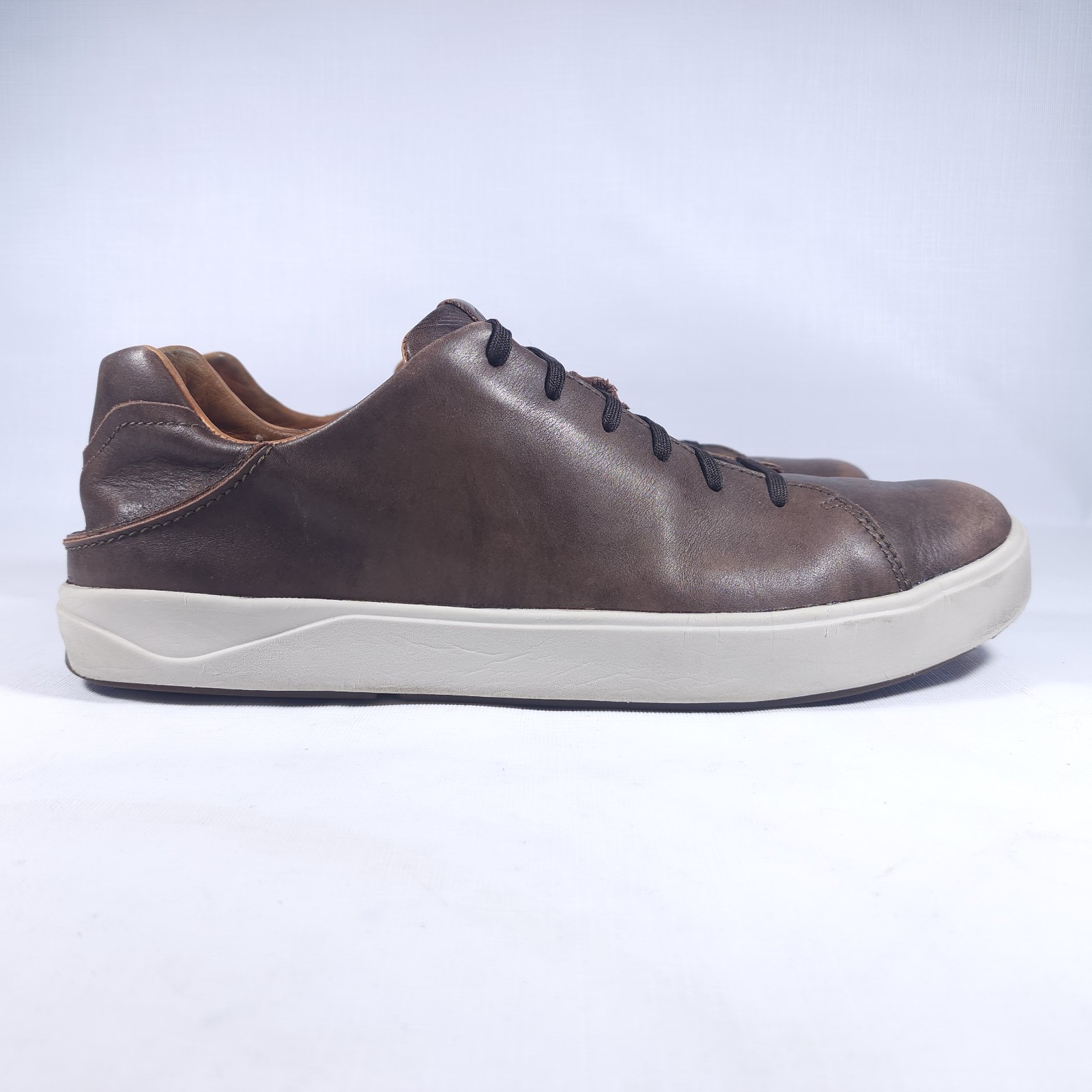 💥 OluKai Lae’ahi Li ‘Ili Leather Sneakers Brown Casual Shoes US Mens 13 EU 46