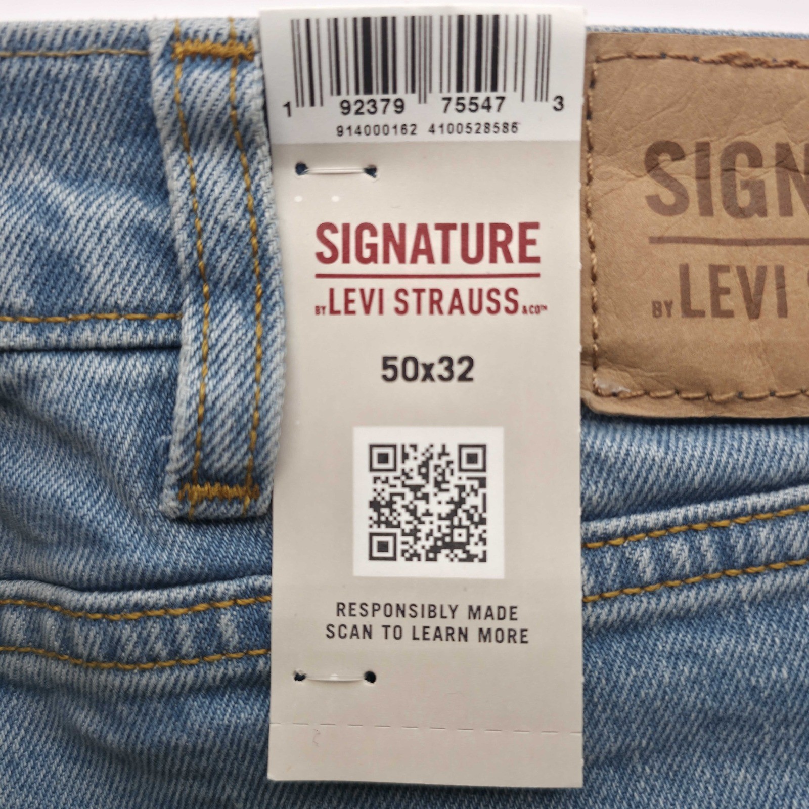 Levi Strauss Signature Regular Fit Jeans Big Tall Mens 50×32 Light Stonewash NWT
