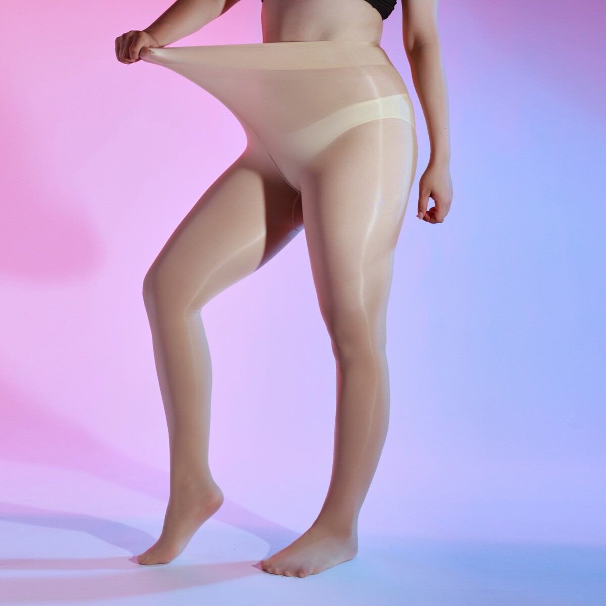 Plus Size Oil Glossy Tights Sheer Shiny Pantyhose Fit Up To 220lbs