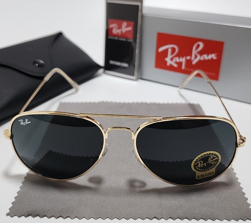 Ray-Ban RB3025 Aviator Sunglasses Gold Frame Gray Glass Lens 58mm UV400