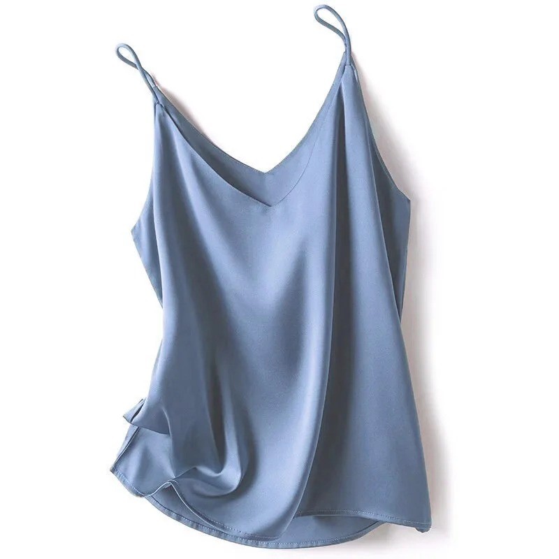 Women Satin Silk Camisole Tank Top Vest V Neck Strap Undershirt Casual Basic