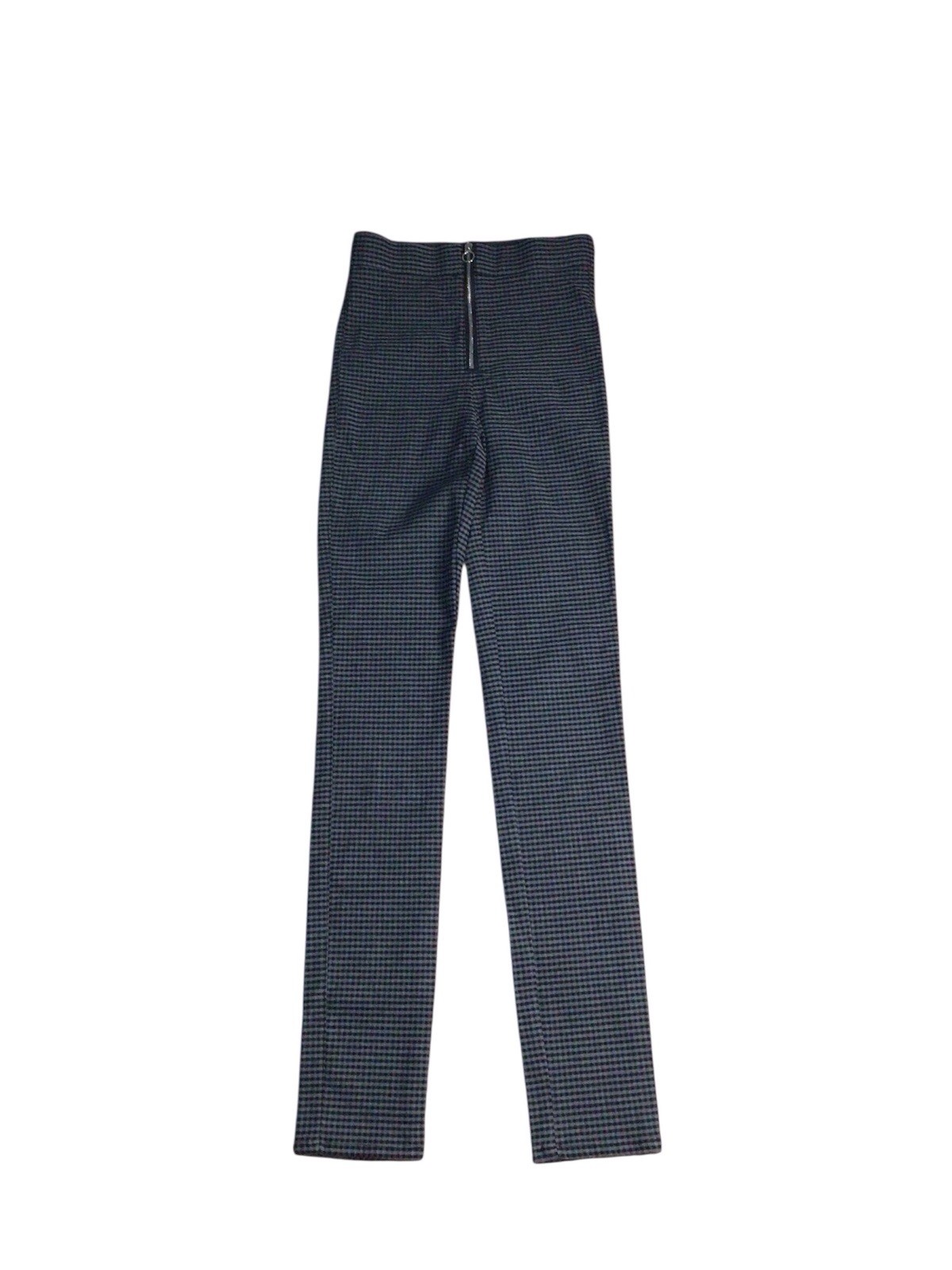 GARAGE Womens Pants Black Gray Grey Gingham Checkered Zip Front Leggings Size XS