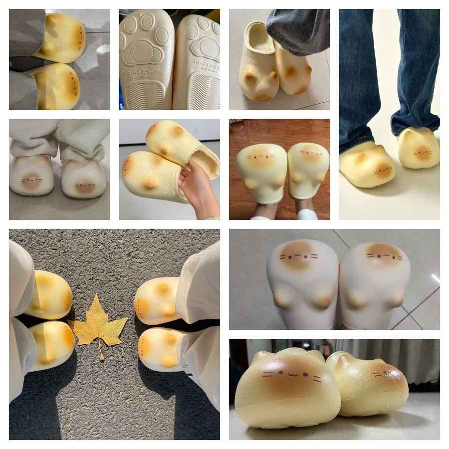 Adorable Waterproof Cat Slippers Anti Slip Bottom Cat Paw Soft Bottom Closed toe