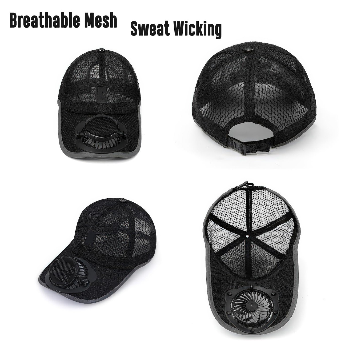 Solar & USB Powered Fan Baseball Hat – 3-Speed Cooling Cap For Outdoor Sports US