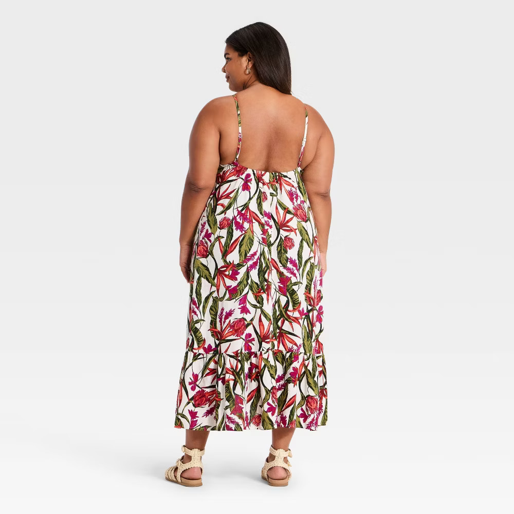 Women Beaded Strap Printed Maxi Dress – A New Day Pink XXL
