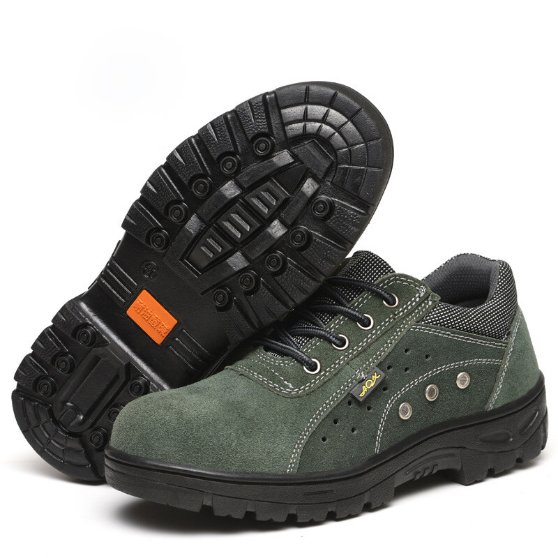 Mens Green Work Boots Breathable Safety Shoes Steel Toe Cap Slip Resistant Size