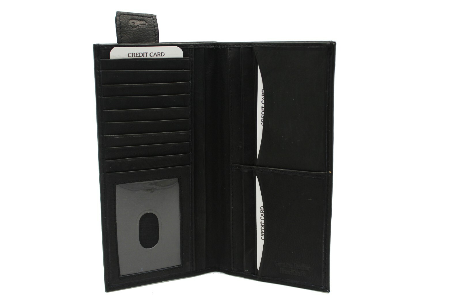 Genuine Leather Checkbook Bi-fold Wallet for Men 16 card for Him & Her Bill slot