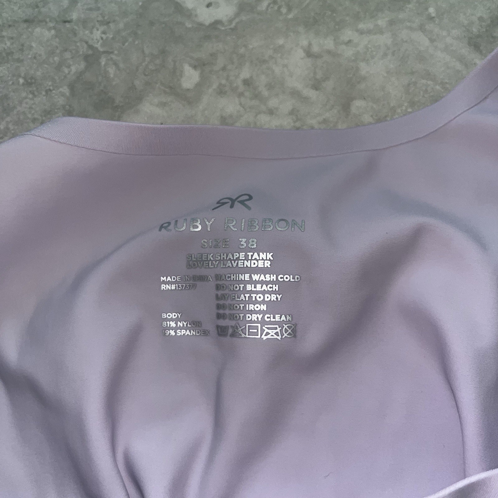 Ruby Ribbon Sleek Shape Tank Top Nylon Slimming Cami Lovely Lavender NEW 38