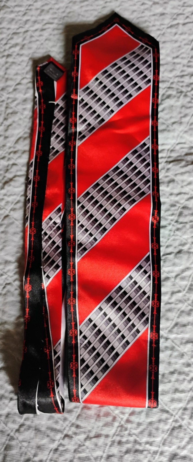 Bruno Conte Men’s Striped Tie Red Black White Gray Diagonal Stripe