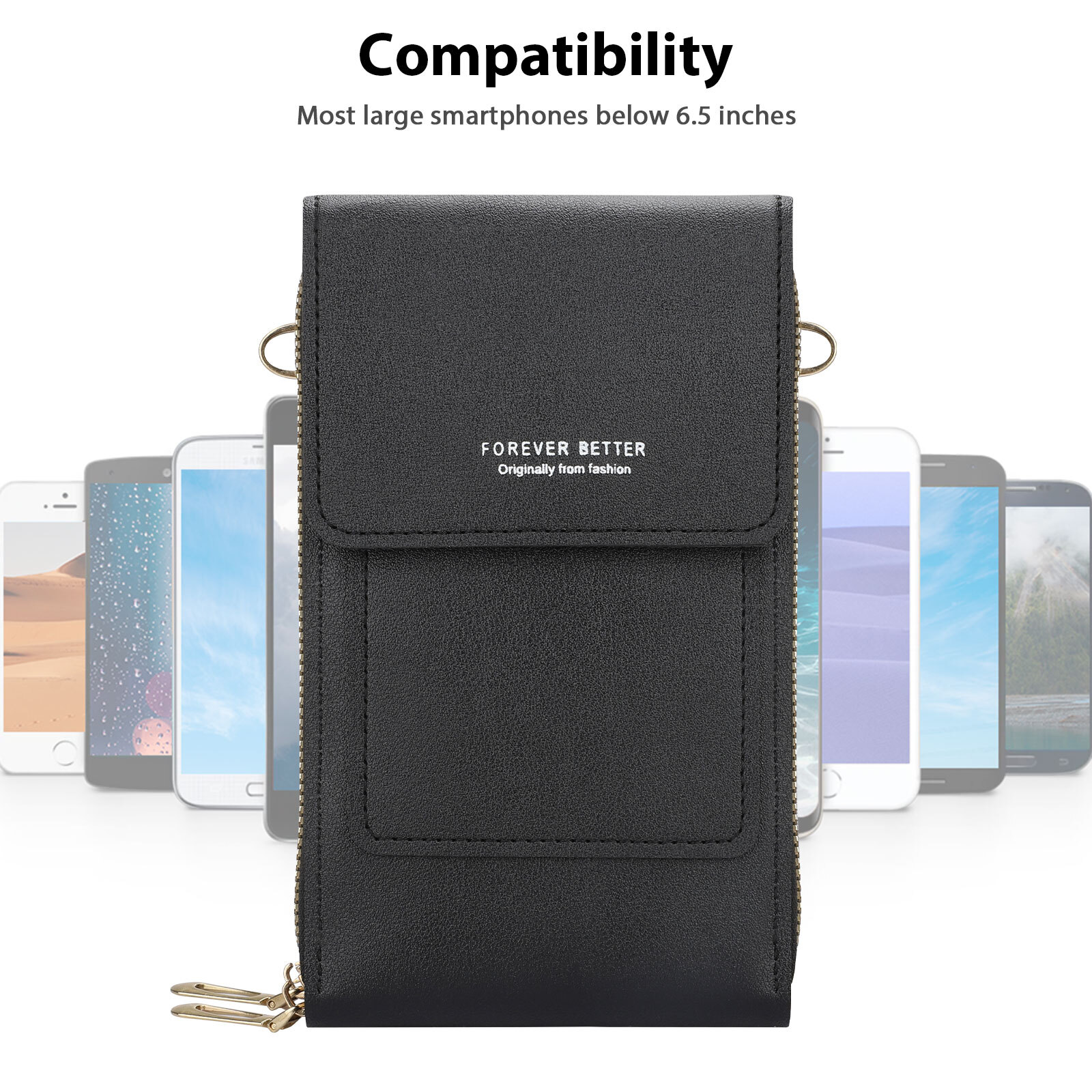 Women Touch Screen Cell Phone Bag Crossbody Shoulder Pouch Purse Key Card Case