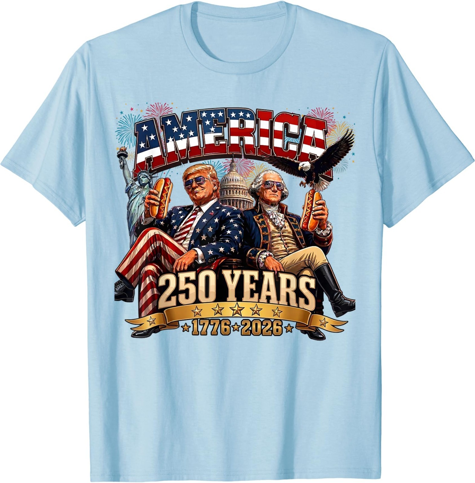250 Years America Anniversary 250th Trump Washington Vintage T-Shirt