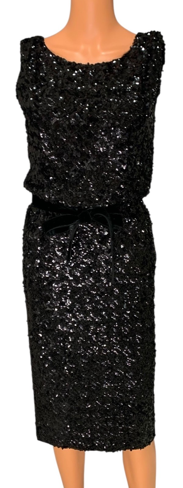 BRANELL Vintage 50s/60s Women’s Sleeveless Sequined Sheath Cocktail Dress – Sz S