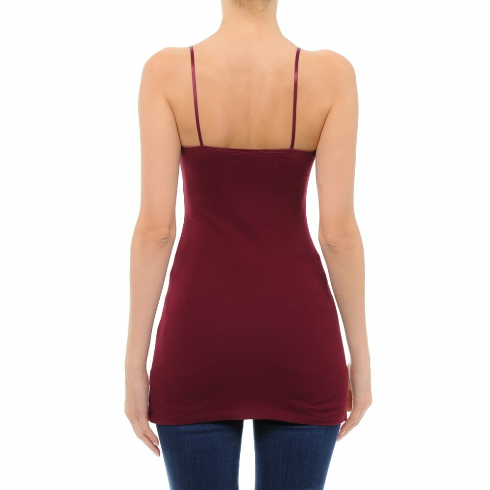 Plain Basic Long Tank Top Adjustable Spaghetti Strap Cotton Camisole Plus Size