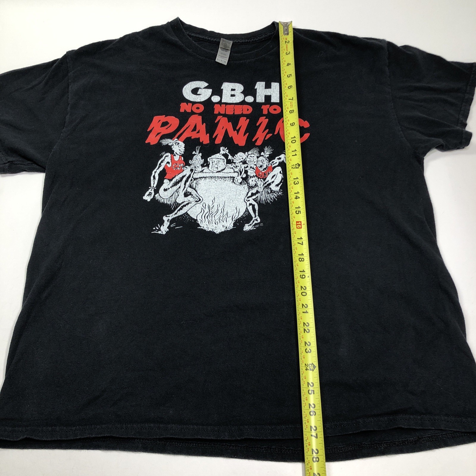 GBH No Need To Panic Album Logo size XL Black T Shirt UK Hardcore Punk Band Tee