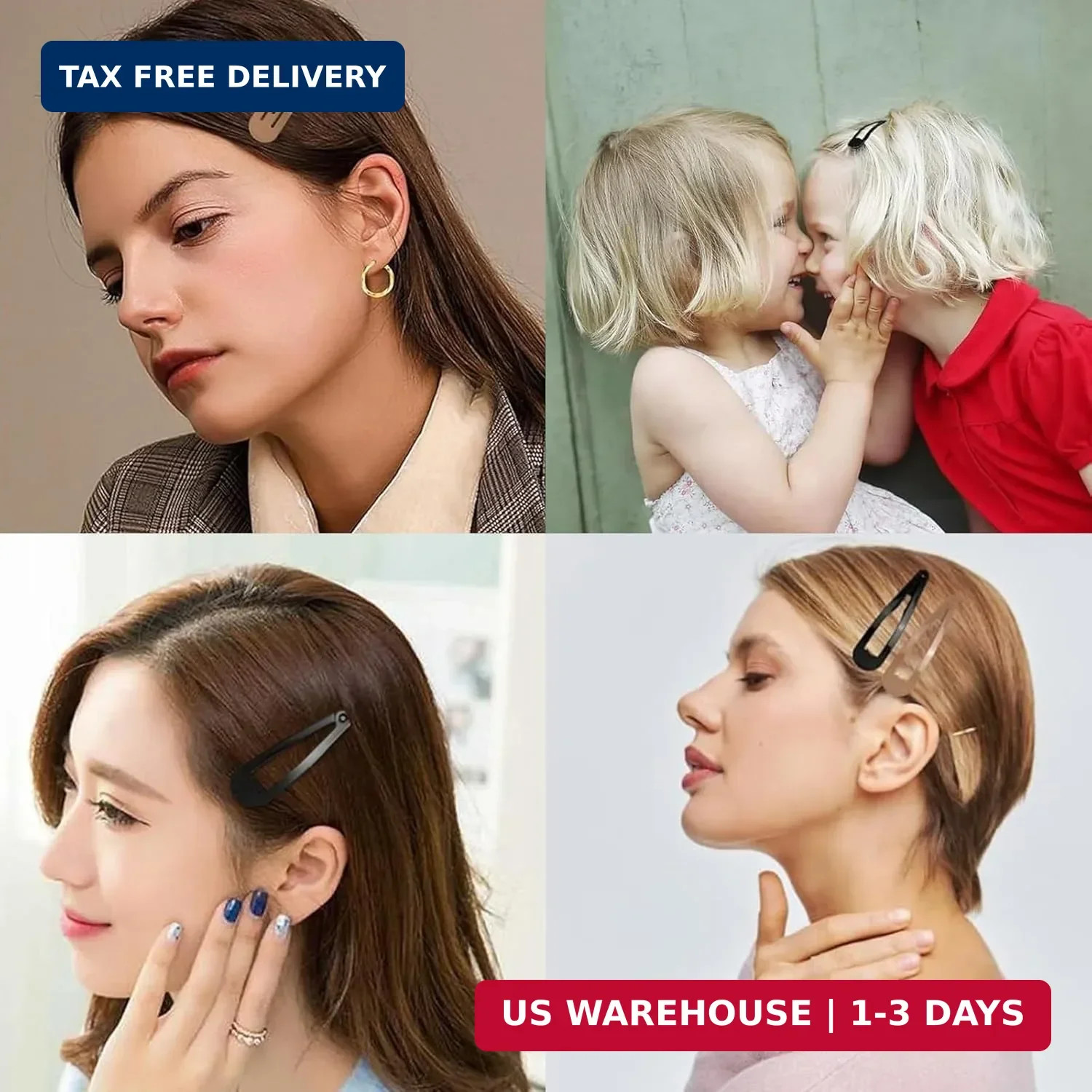 70 Pack 2 Inch Barrettes Women Metal Snap Hair Clips Accessories, Tuefuzy Black