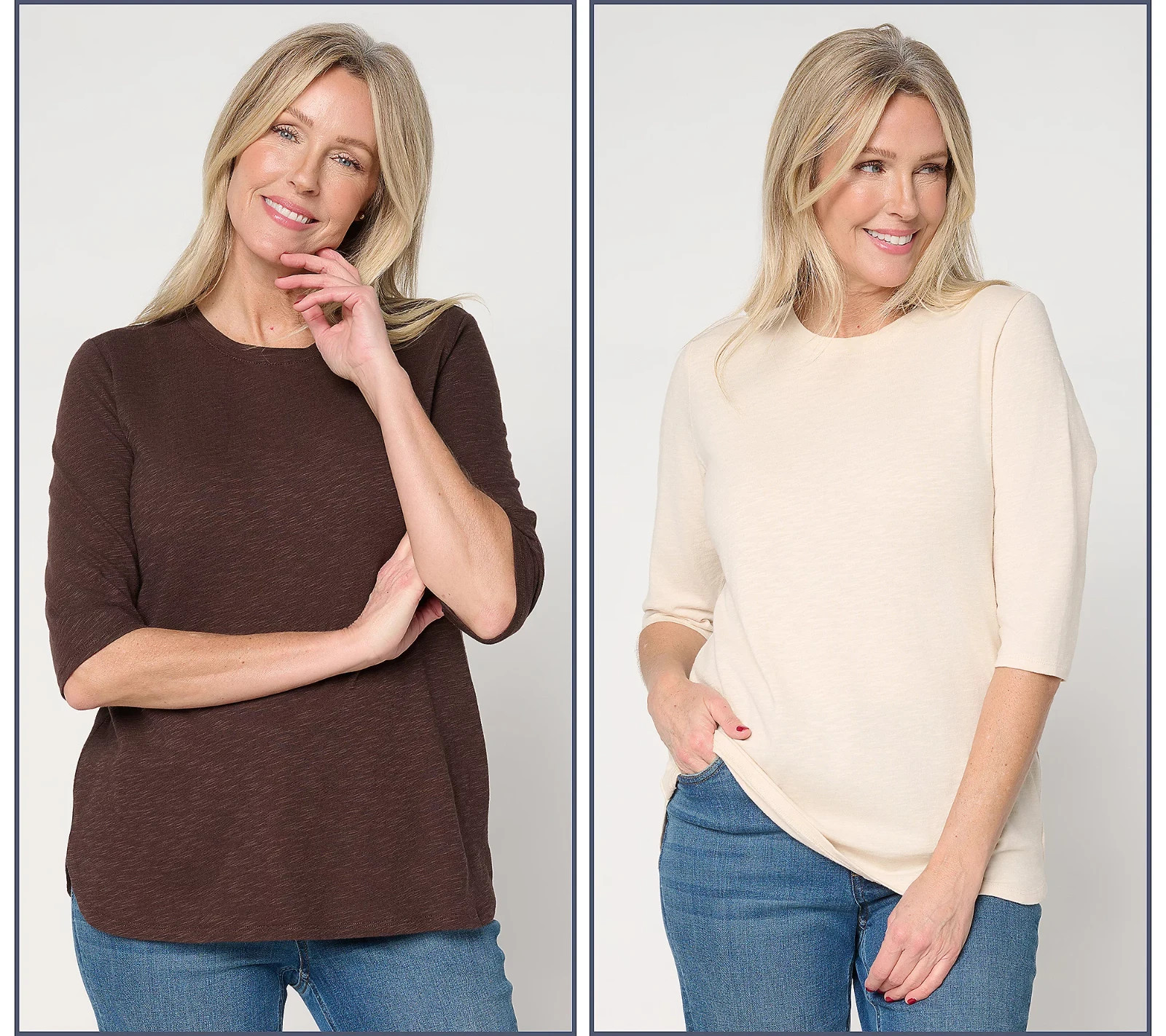 Denim & Co. Essentials Linen Blend 2-Pack Ballet Sleeve Tops NWT A718483