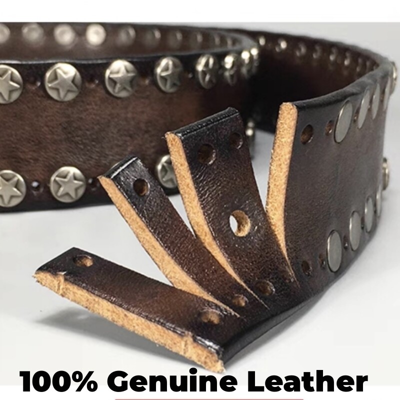 Real Leather Waist Belt Heavy Metal Rivet Studded Unisex Punk Rock Biker Belt