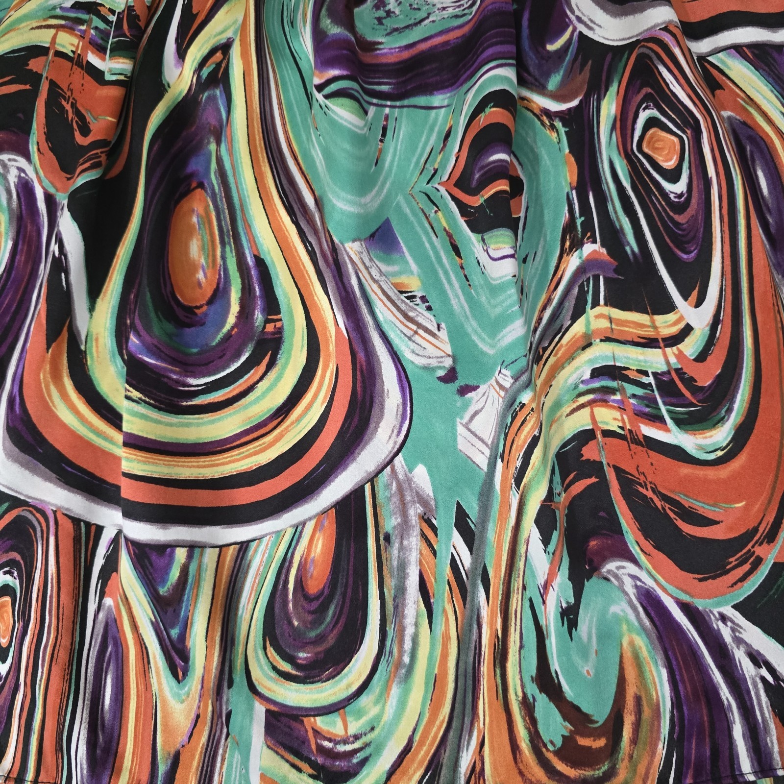 The Limited Abstract Swirl Halter Silk Top Womens Large Psychedelic Y2K