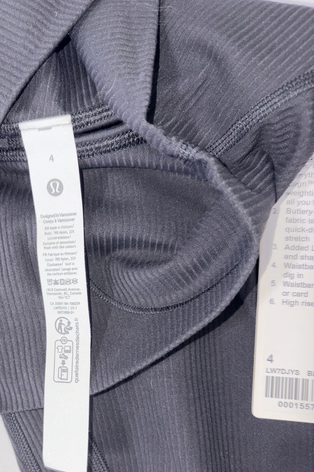 NWT🌟LULULEMON🌟SIZE 4🌟ALIGN RIBBED HIGH RISE 6” SHORT🌟AUTHENTIC🌟BLACK $74