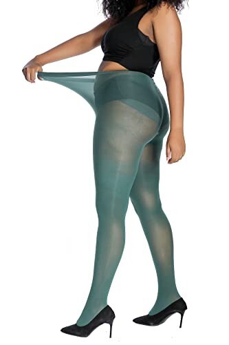 Womens Thigh High Stockings Silicone Lace Top Stay Up Silky Semi-Sheer Pantyhose
