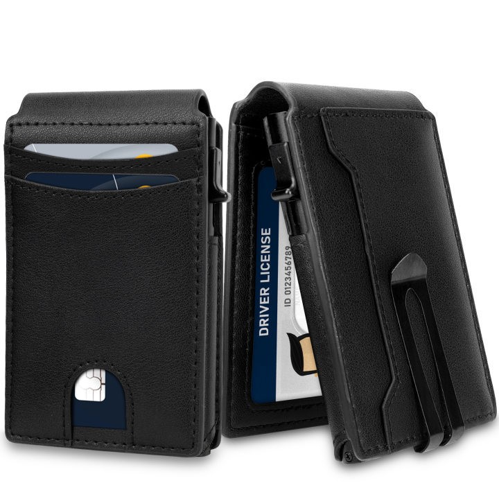 Wallet for Men – Slim Minimalist Mens Wallet Pop Up Card Holder with Money Clip