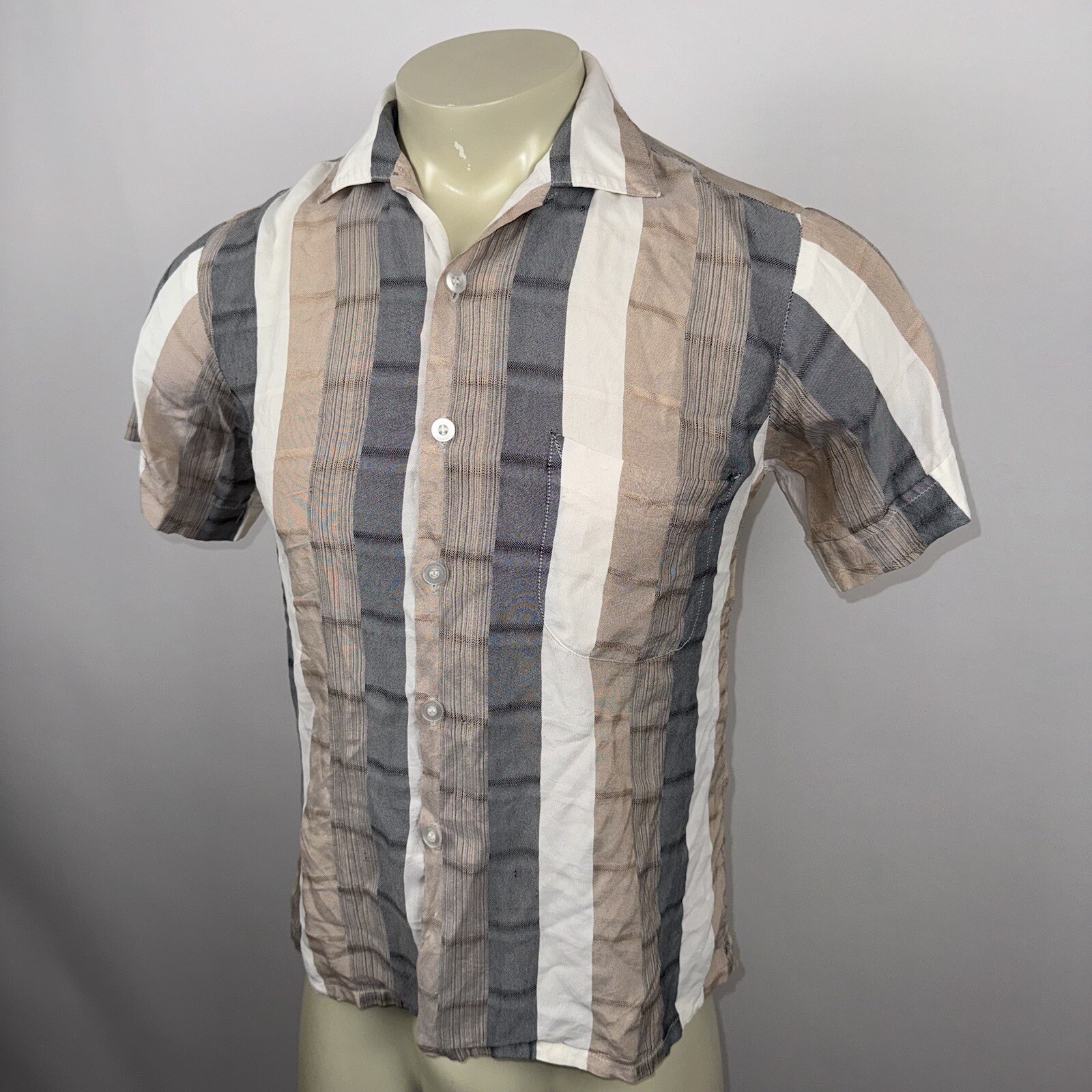 Ashfield Duke of Hollywood Shirt Rayon Loop Collar Vintage 50s 60s Mens Medium