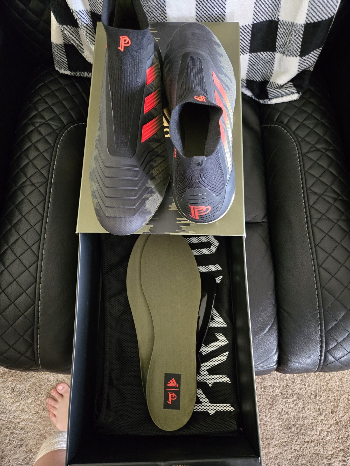 adidas Predator 18+ FG Soccer Cleats Black/Red Camo CM7870 Slip-On
