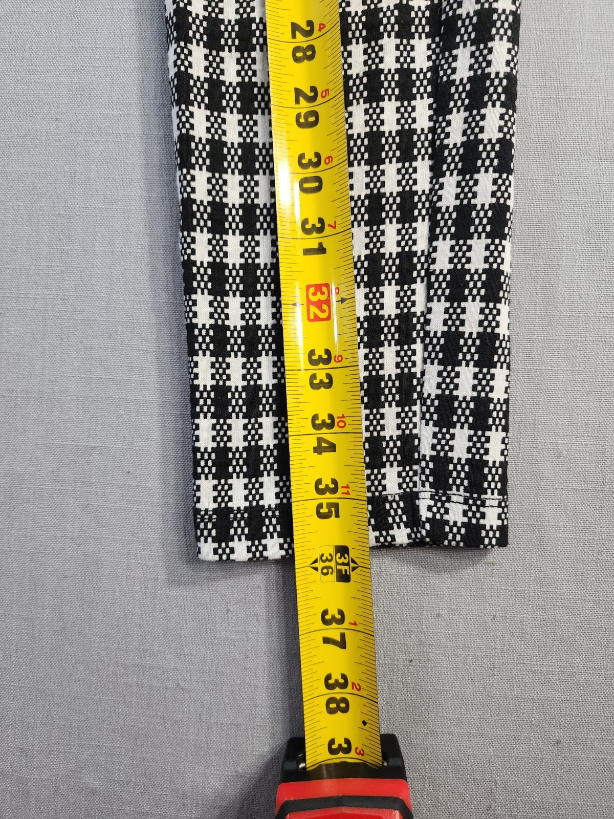 Women’s Black White Checkered Pants Slim Straight Leg Stretch Casual Dress Pants