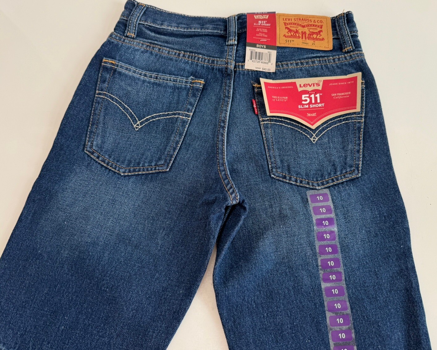 Levi’s Boy’s Kids 511 Slim Short Size 10 W25 New Tags $40.00 Denim