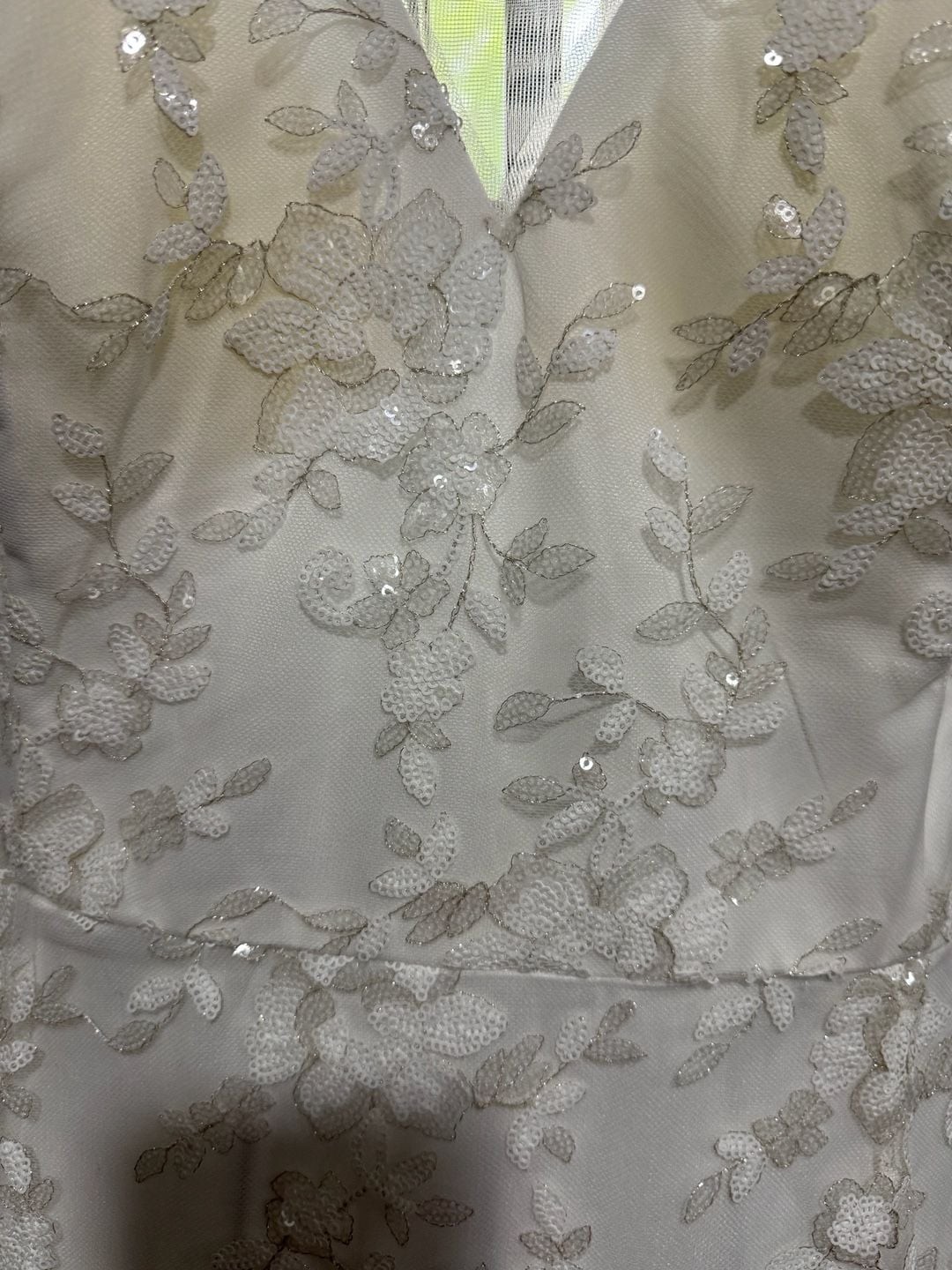 DB Studio Sequin Floral A-Line Wedding Dress