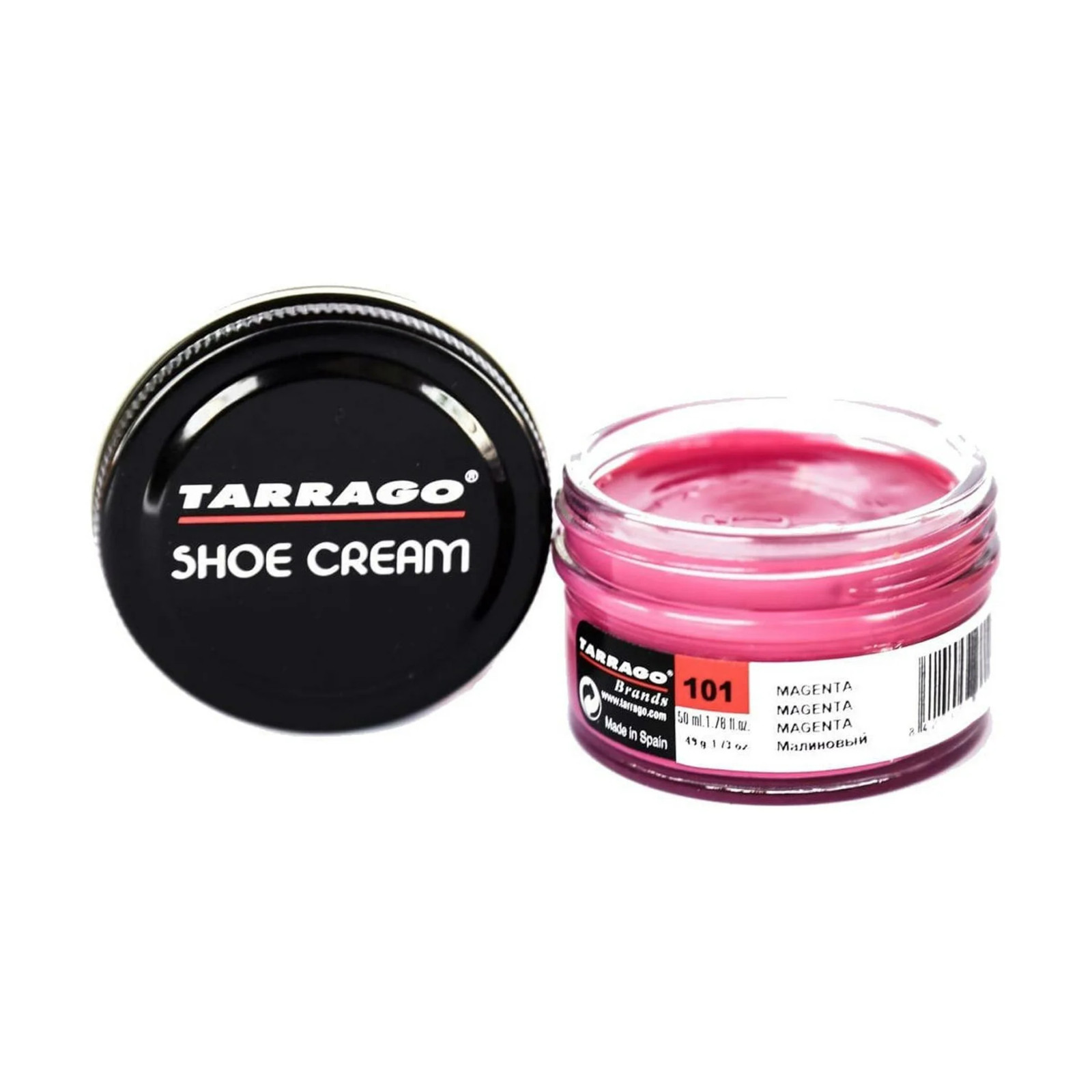 tarrago shoe cream, 101 Magenta, 1.7 ounce glass jar, for leather care and shine